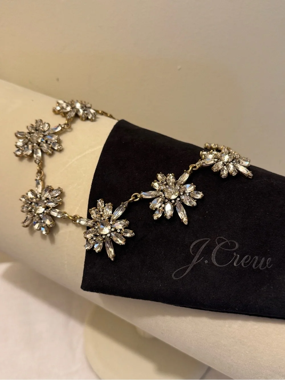 Vintage J.Crew Crystal Burst Statement Necklace Gold Tone - Excellent Condition